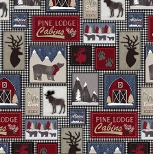 Cuddle Fleece, 60" - Lodge Patches