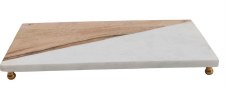 Cutting Board/Serving Tray With Brass Feet, 14"L x 8"W