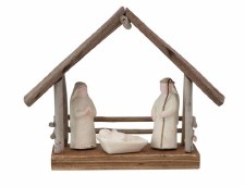 Driftwood and Paper Mache Nativity with Wood Base - 8.5"L x 3"W x 7"H