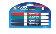Expo Fine Tip Dry Erase Markers, 4 Pk - Red, Green, Blue & Black