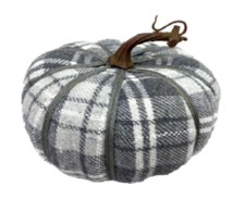 Grey Plaid Pumpkin, 6"
