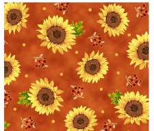 Always Give Thanks Bolted Fabric - Orange Sunflowers
