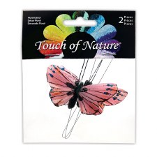 Touch Of Nature Feather Mini Butterflies, 2pk- Pink