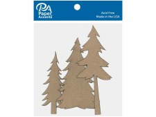 Paper Accents Chipboard - Fir Trees, 6ct