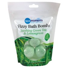 Spa Moments Fizzy Bath Bombs, 3pk- Green Tea & Lemongrass