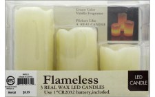 3pc. Flameless LED Candles - Ivory