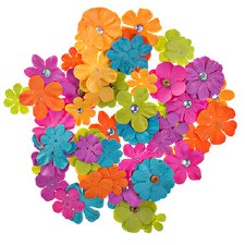 Floral Mini Embellishments, 60ct- Brights
