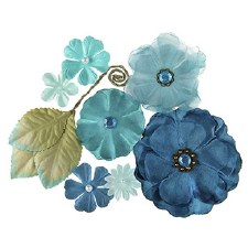 Floral Embellishments 10ct- Blue