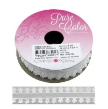 3/4" Floral Picot - White