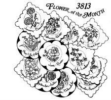 Aunt Martha's Iron On Transfers- Flower of the Month #3813