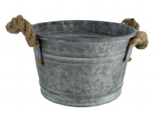 Galvanized Bucket With Rope Handles - 7.75"