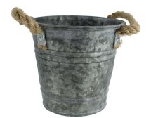 Galvanized Bucket With Rope Handles - 7"