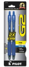 Retractable Gel Ink Rolling Ball Pen, 2 Pk - Blue