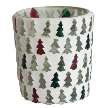 Glass Tree Mosaic Votive Holder - 3" Round x 3" H
