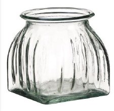 Glass Vase, 4"H x 3.75"D - Clear
