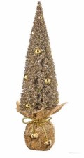 Glitter Bristle Tree With Bells In Sack, 16"