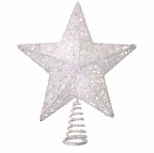Glitter Sequin Star Tree Topper, 12" - White