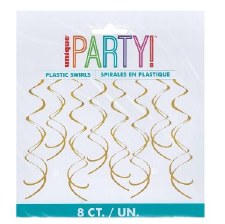 Spiral Swirls, 26" - Gold, 8 Pc