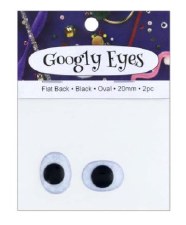 Googly Eyes 2 pc, 3/4" Oval - Black
