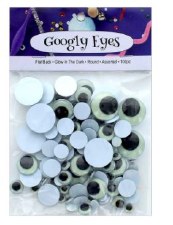 Googly Eyes Assorted Round Glow In The Dark 100 pc - Black