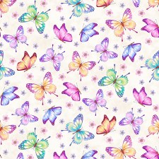 Gossamer Garden Bolted Fabric- Butterflies, Cream