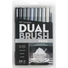 Tombow Dual Brush Pens 10pk- Gray Scale