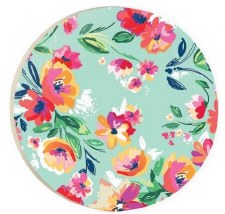Car Coaster- Floral Print, Aqua