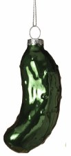 Green Glass Pickle Ornament - 4.5H