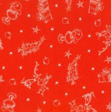 Grinch Bolted Fabric - Red Tonal
