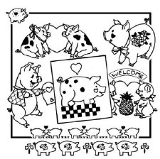 Aunt Martha's Iron On Transfers- Hearty Pig #3854