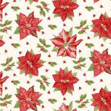 Holiday Botanical Bolted Fabric- Poinsettia Toss