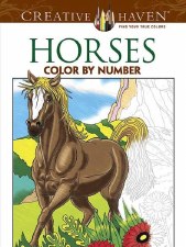 Creative Haven Color-by-Number Adult Coloring Book- Horses