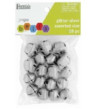 Jingle Bells, Assorted Sizes - Glitter Silver