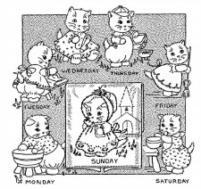 Aunt Martha's Iron On Transfers- Kitten Chores #3982