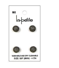 Lapetite Buttons, 3/8" - Antique Silver