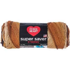 Red Heart Super Saver Yarn, Stripes- Latte