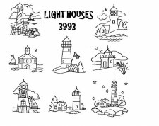 Aunt Martha's Iron On Transfers- Lighthouses #3993