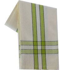 Two Striped Cream 20"x28" Tea Towel- Lime with Black