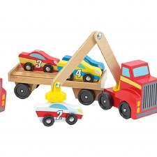 Melissa & Doug Wooden Toy Set- Magnetic Car Loader