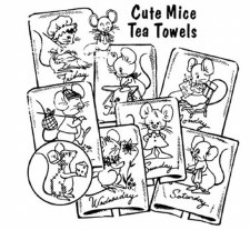 Aunt Martha's Iron On Transfers- Mice Tea Towels #3820