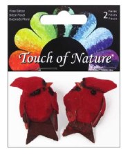Touch Of Nature 1" Mini Mushroom Bird , 2pc- Cardinal