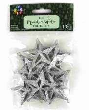 Touch Of Nature Mini Glitter Star Ornament, 2" 10Pc - Silver