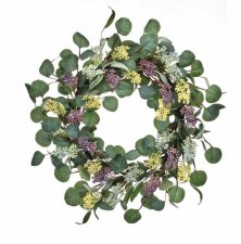 Mixed Seeded Eucalyptus Wreath, 24" - Purple Green