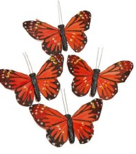Orange Monarch Butterflies, 4.75" 4 pc - Orange