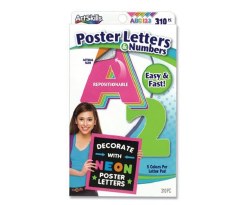 Paper Self-Adhesive Letters & Numbers, 3" 310 Pk - Neon