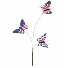 Paper Patriotic Butterfly Spray, 15.25" - Red White & Blue