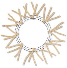 Black Pencil Work Wreath 25" - 15" Wire - Burlap Color