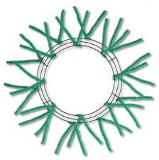 Black Pencil Work Wreath 25" - 15" Wire - Emerald
