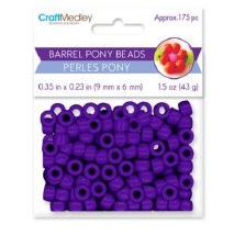 Plastic Barrel Beads, 9mm -175pc - Purple
