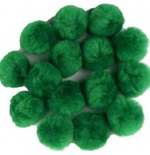 Pom Poms, 1.5" 15 Pk - Kelly Green